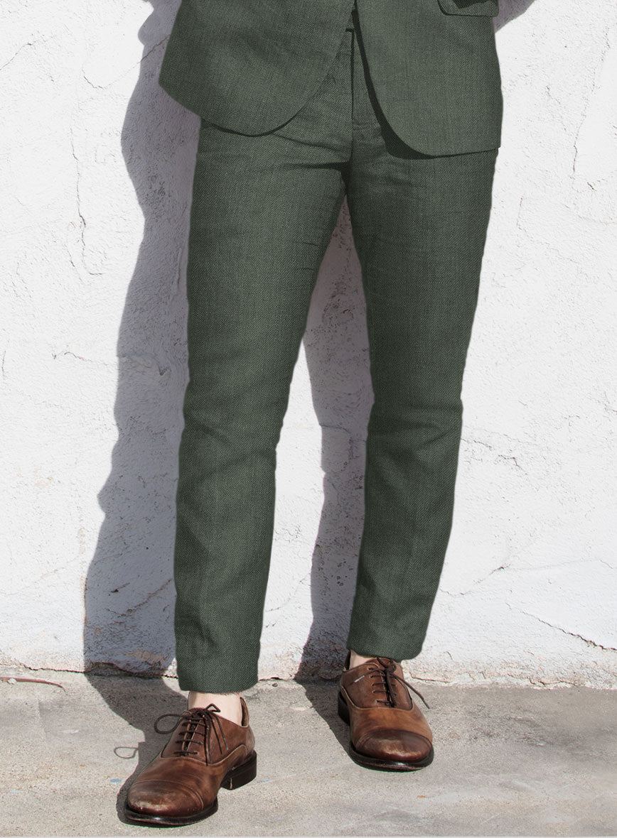 Heavy Linen Green Suit - StudioSuits