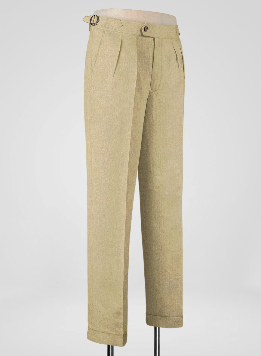 Heavy Linen Khaki Highland Trousers - StudioSuits
