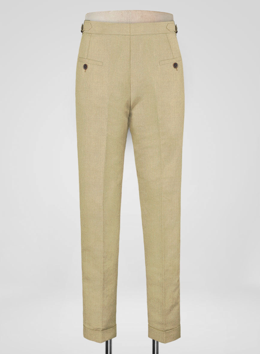 Heavy Linen Khaki Highland Trousers - StudioSuits