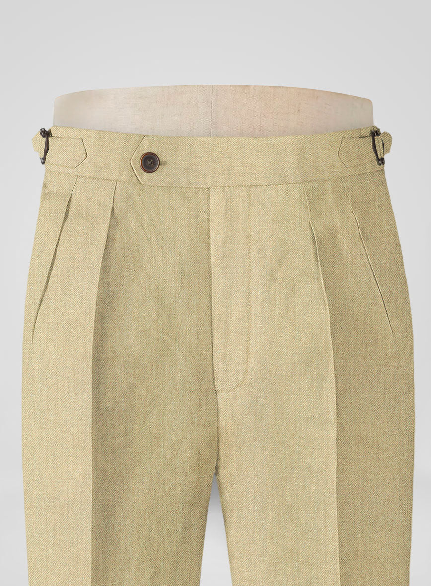 Heavy Linen Khaki Highland Trousers - StudioSuits