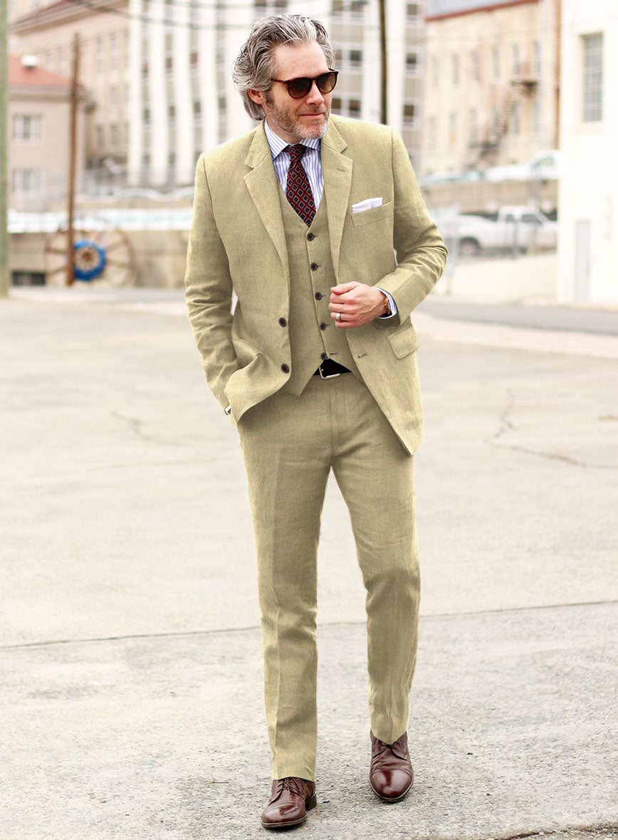 Heavy Linen Khaki Suit - StudioSuits