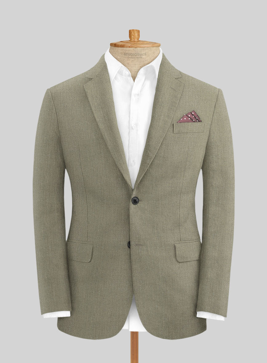 Heavy Linen Sage Green Jacket - StudioSuits