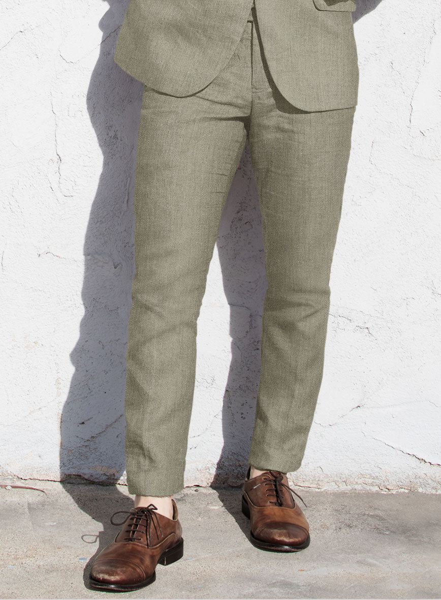 Heavy Linen Sage Green Pants - StudioSuits
