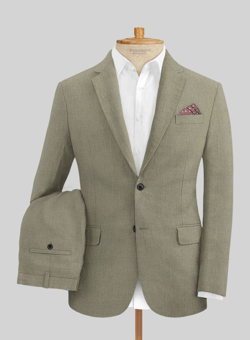 Heavy Linen Sage Green Suit - StudioSuits