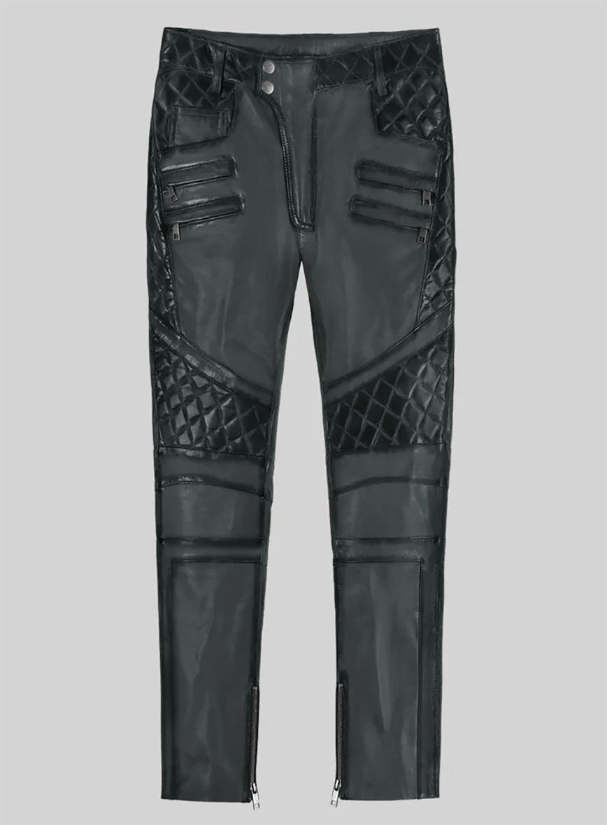 Hector Burnt Charcoal Leather Pants - StudioSuits