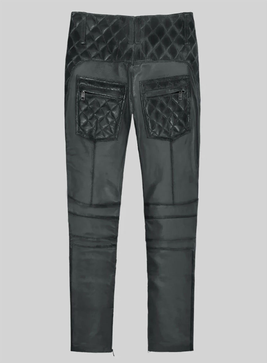 Hector Burnt Charcoal Leather Pants - StudioSuits