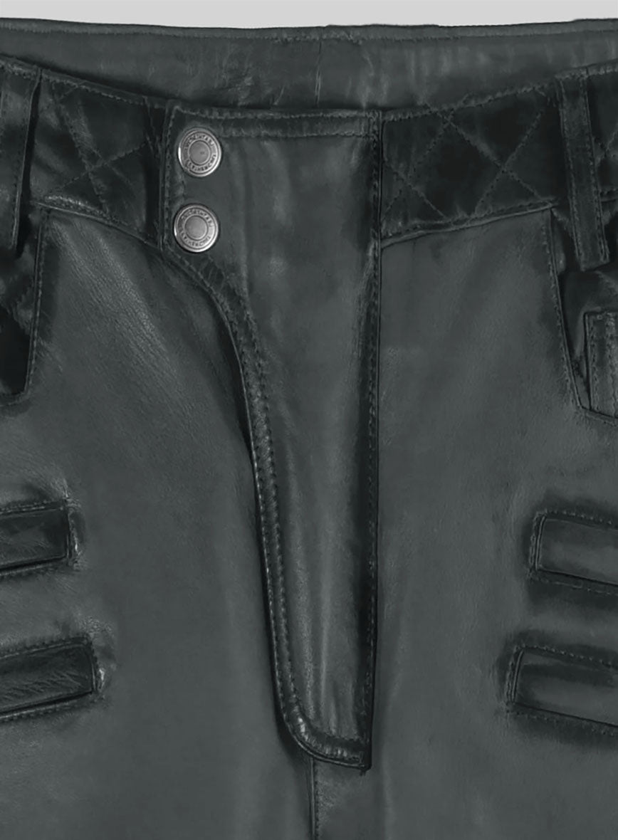 Hector Burnt Charcoal Leather Pants - StudioSuits