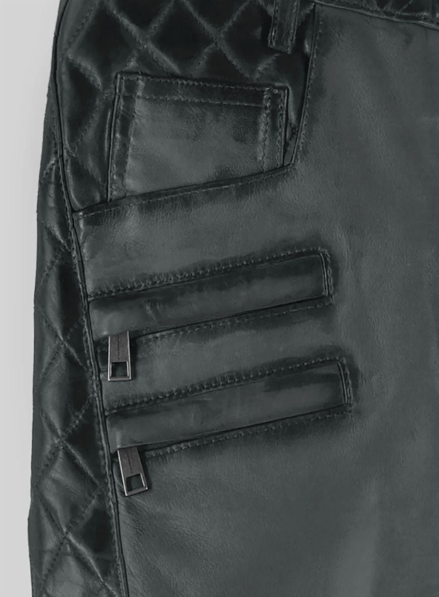 Hector Burnt Charcoal Leather Pants - StudioSuits