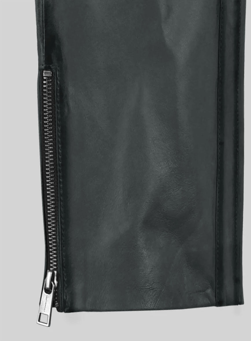 Hector Burnt Charcoal Leather Pants - StudioSuits