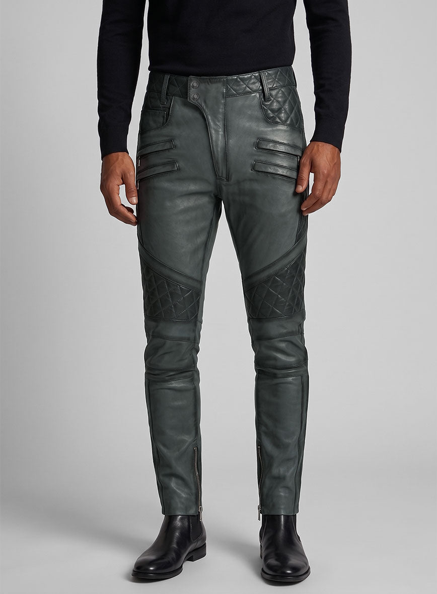 Hector Burnt Charcoal Leather Pants - StudioSuits