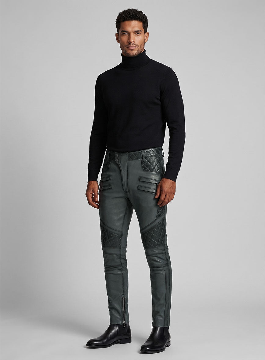 Hector Burnt Charcoal Leather Pants - StudioSuits