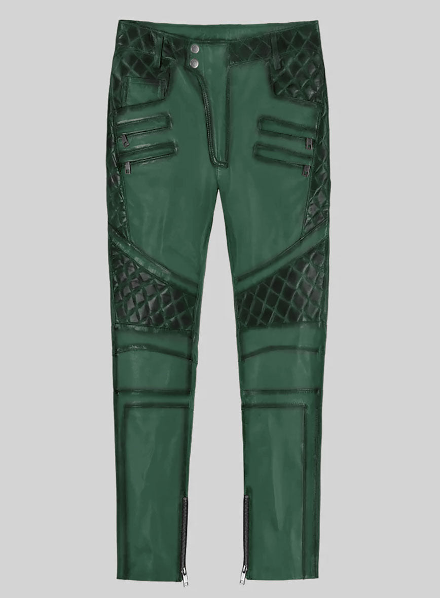 Hector Burnt Green Leather Pants - StudioSuits