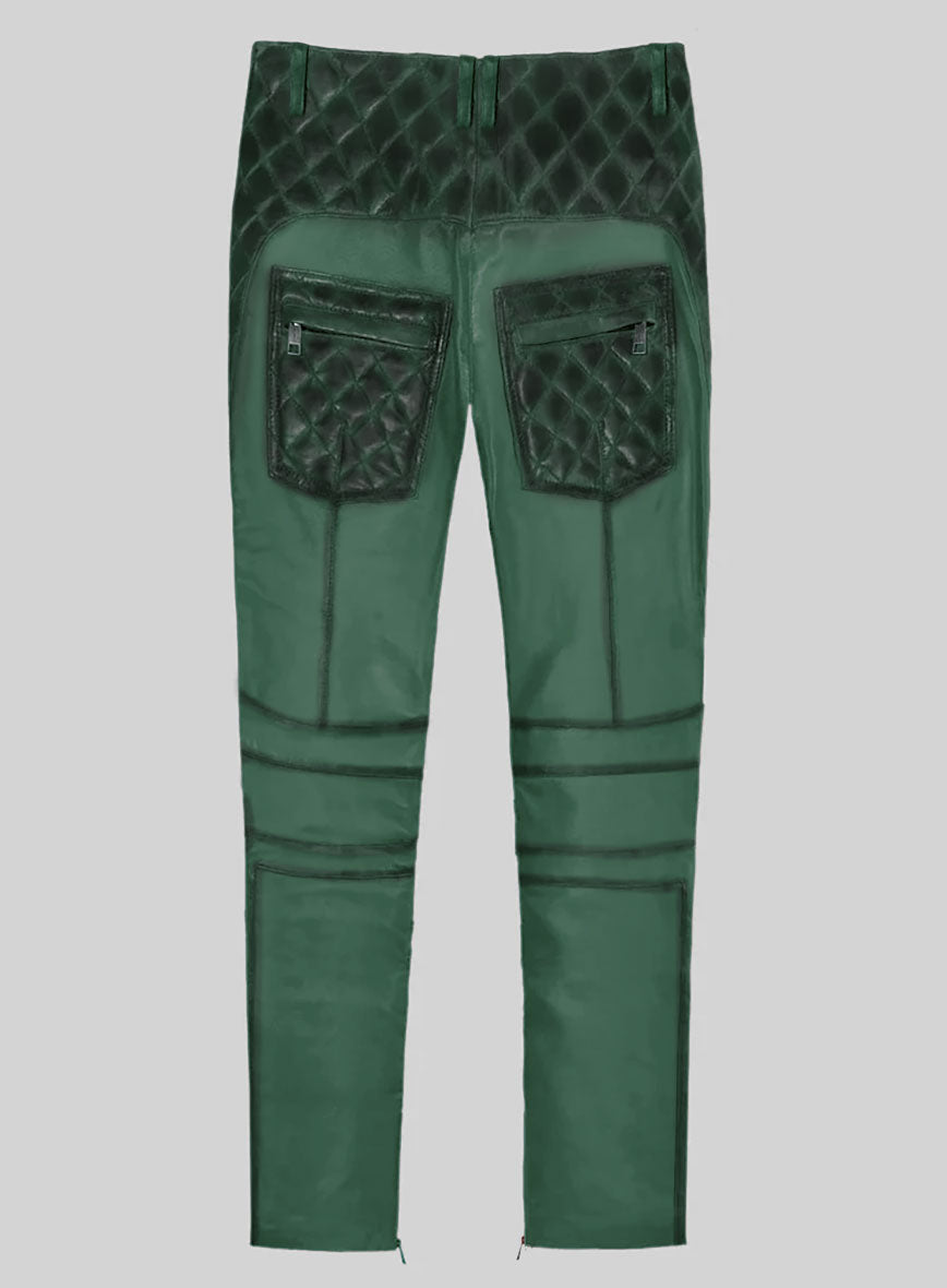 Hector Burnt Green Leather Pants - StudioSuits