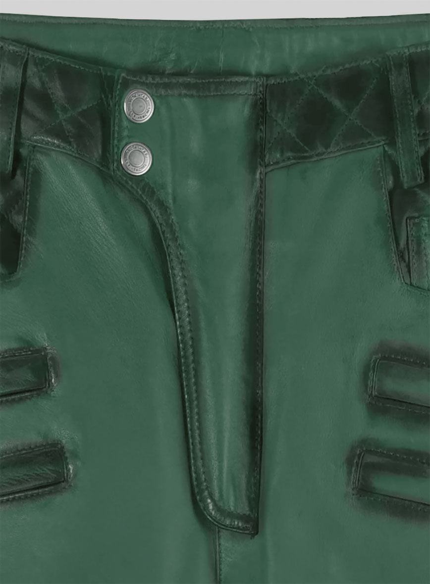 Hector Burnt Green Leather Pants - StudioSuits