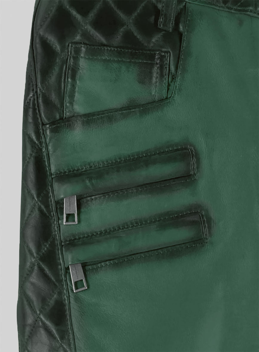 Hector Burnt Green Leather Pants - StudioSuits