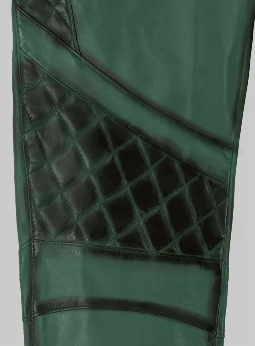 Hector Burnt Green Leather Pants - StudioSuits