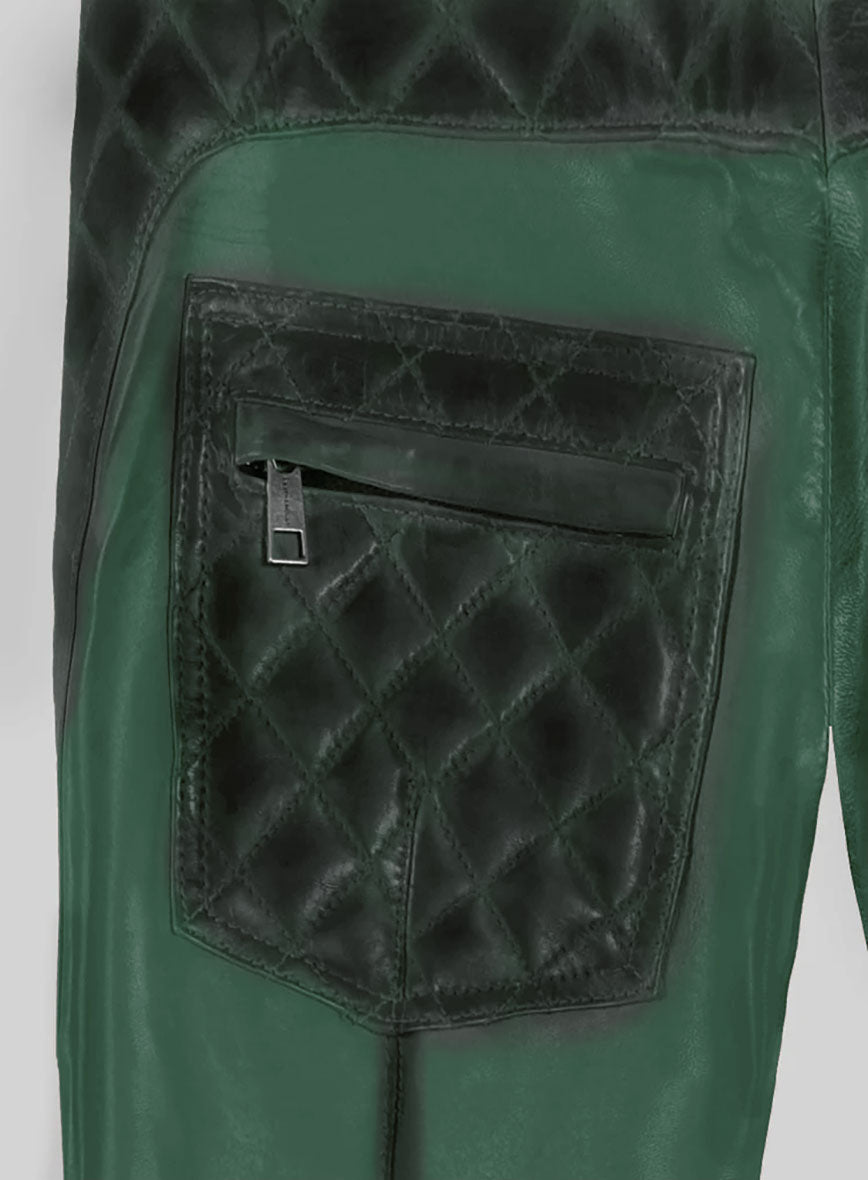 Hector Burnt Green Leather Pants - StudioSuits