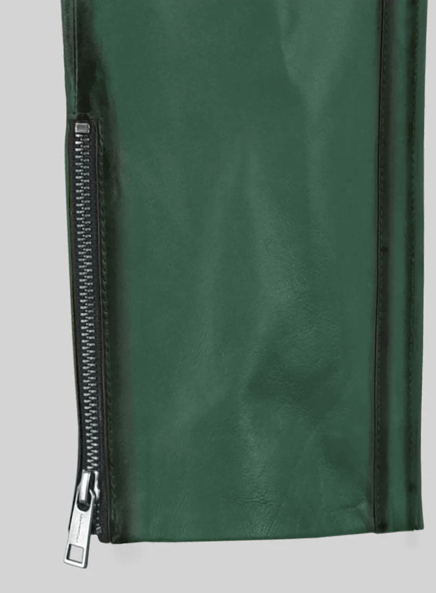 Hector Burnt Green Leather Pants - StudioSuits