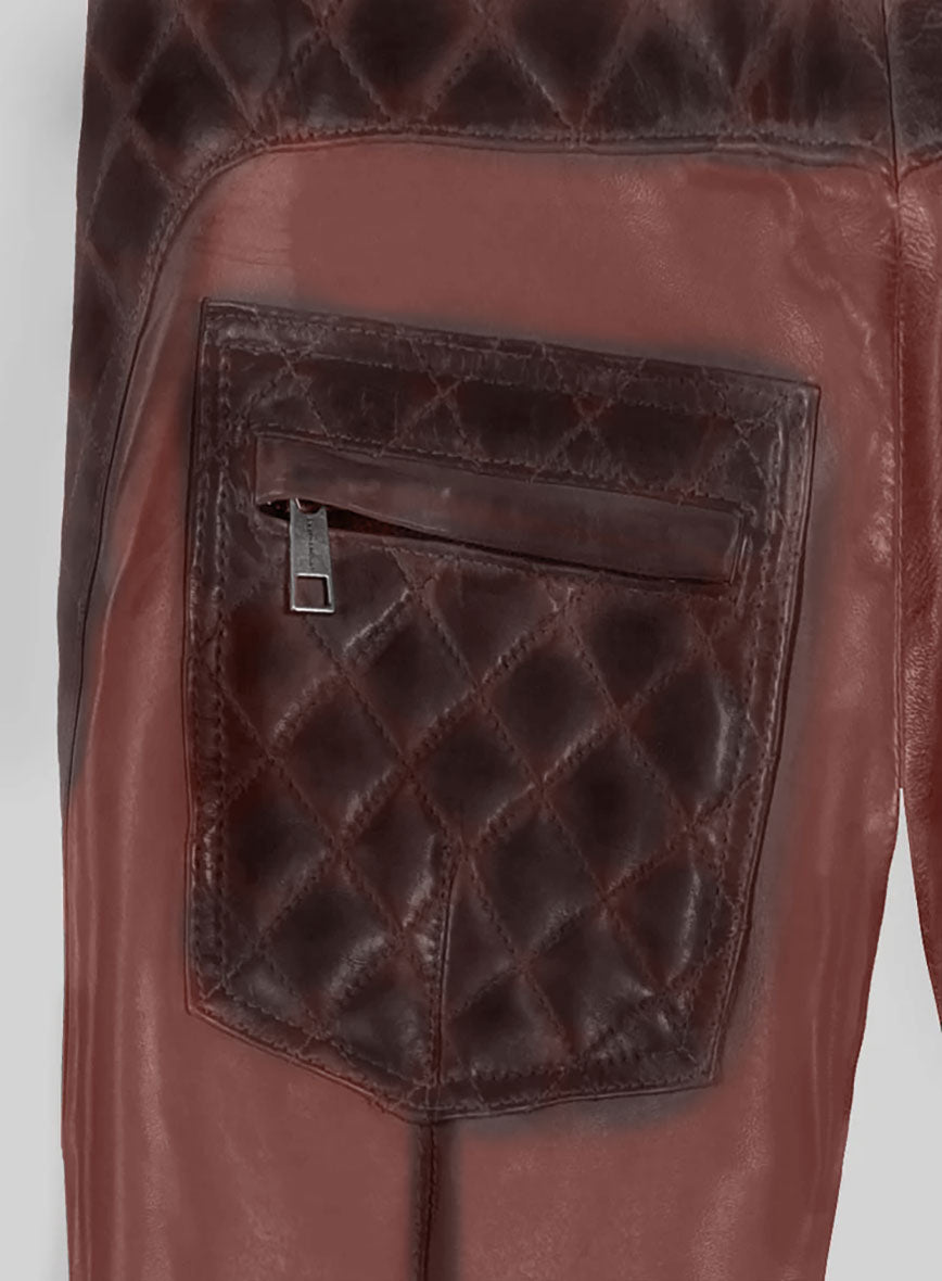 Hector Burnt Maroon Leather Pants - StudioSuits