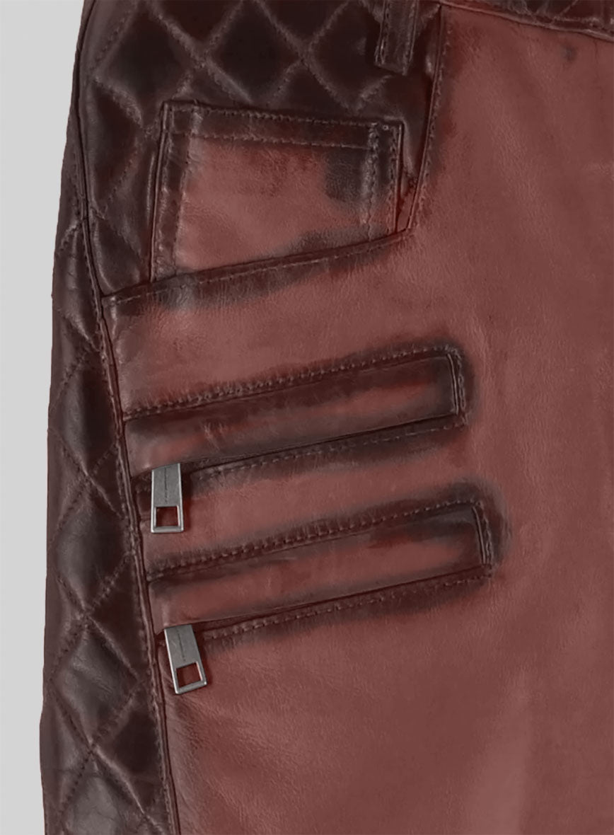 Hector Burnt Maroon Leather Pants - StudioSuits