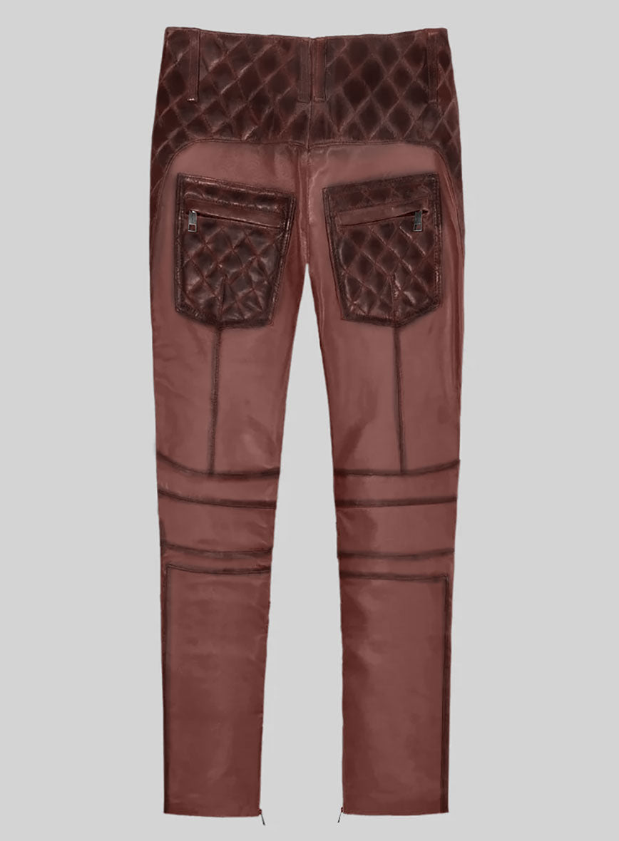 Hector Burnt Maroon Leather Pants - StudioSuits