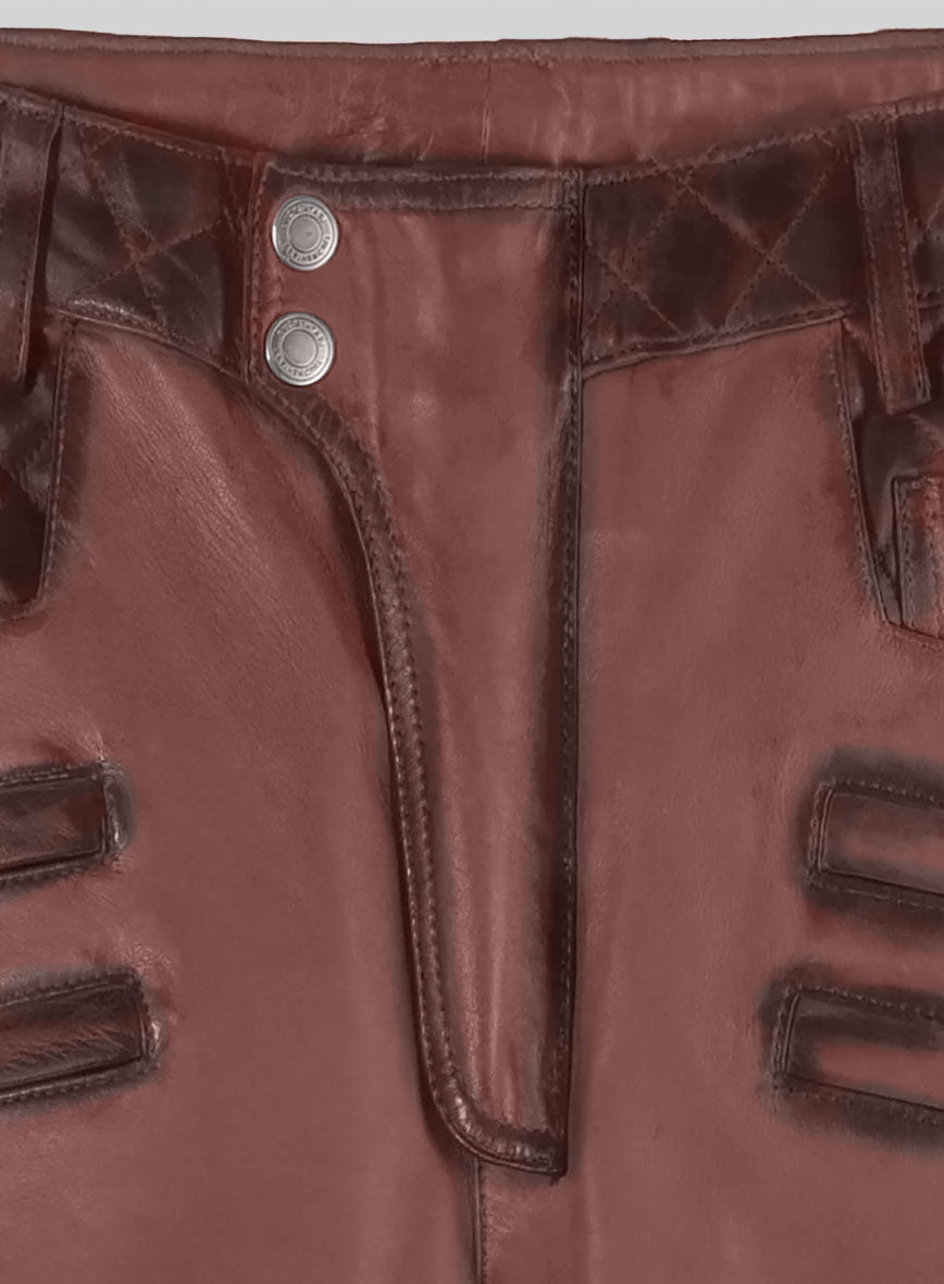 Hector Burnt Maroon Leather Pants - StudioSuits