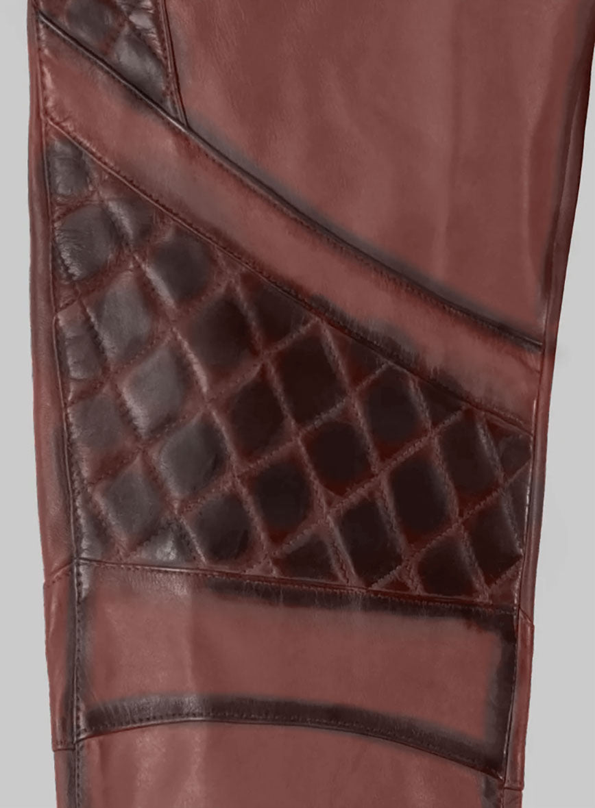 Hector Burnt Maroon Leather Pants - StudioSuits