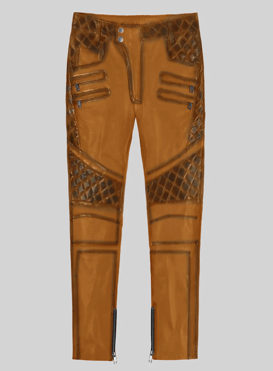 Hector Burnt Mustard Leather Pants - StudioSuits
