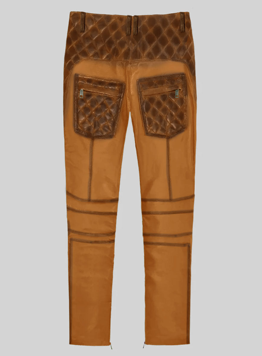 Hector Burnt Mustard Leather Pants - StudioSuits