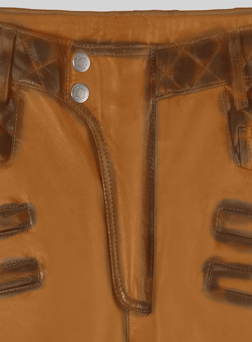 Hector Burnt Mustard Leather Pants - StudioSuits