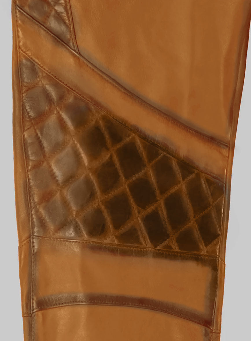 Hector Burnt Mustard Leather Pants - StudioSuits
