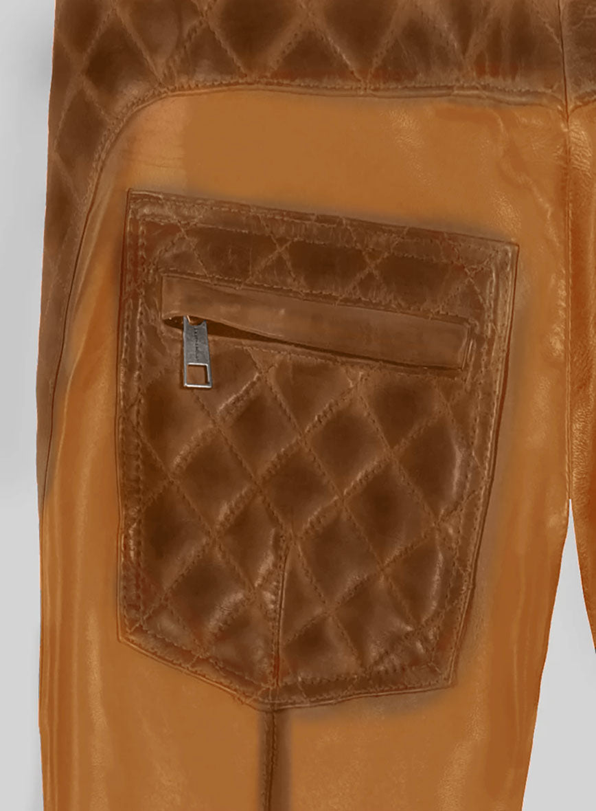 Hector Burnt Mustard Leather Pants - StudioSuits