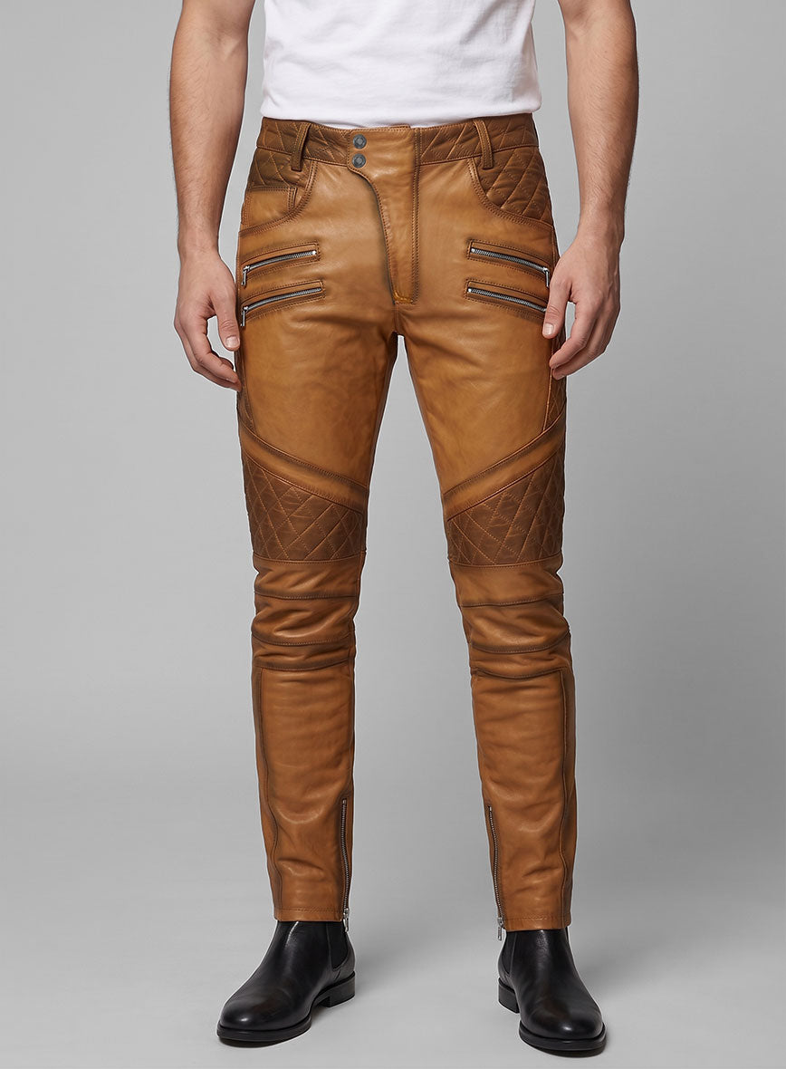 Hector Burnt Mustard Leather Pants - StudioSuits
