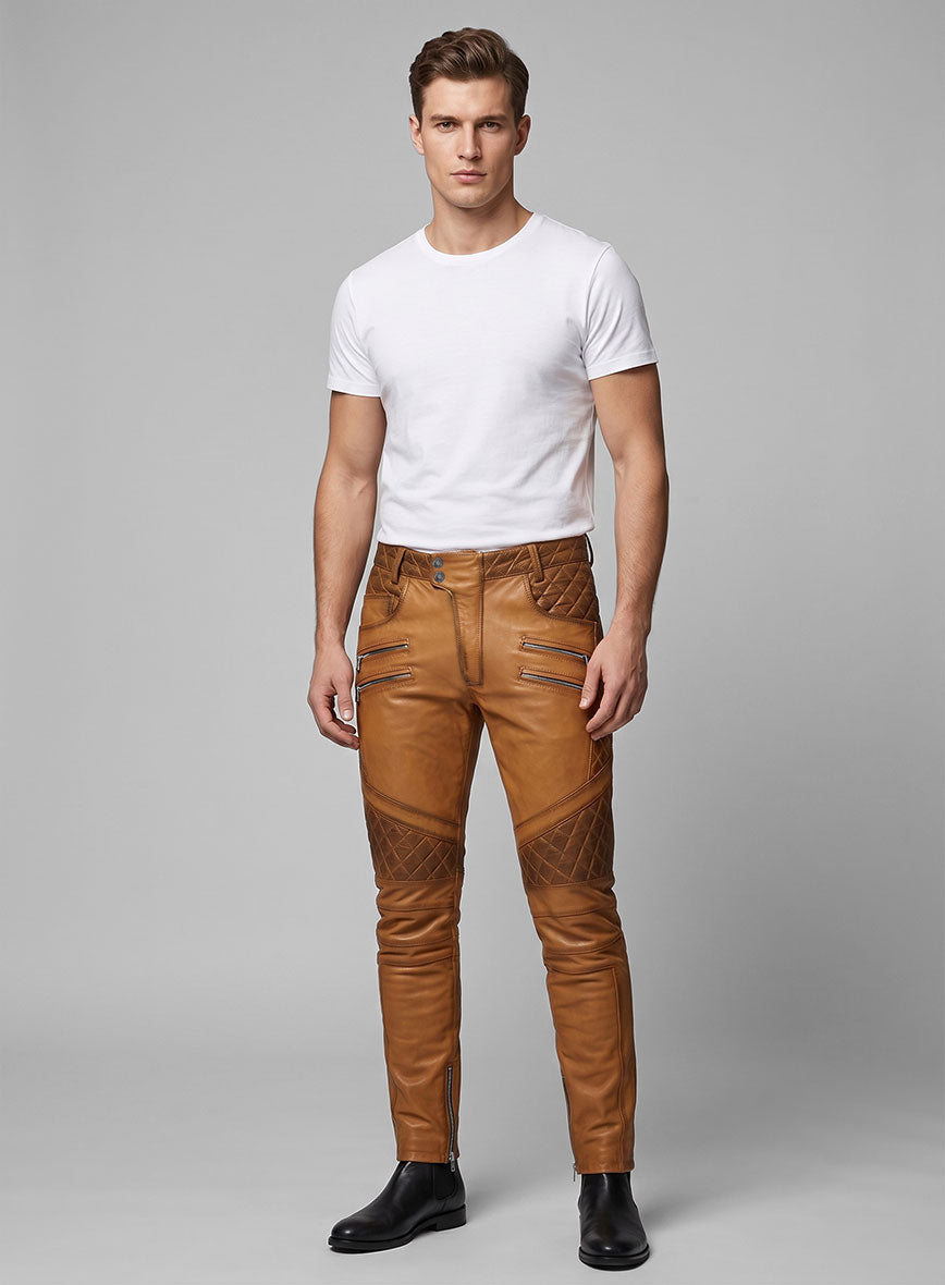 Hector Burnt Mustard Leather Pants - StudioSuits