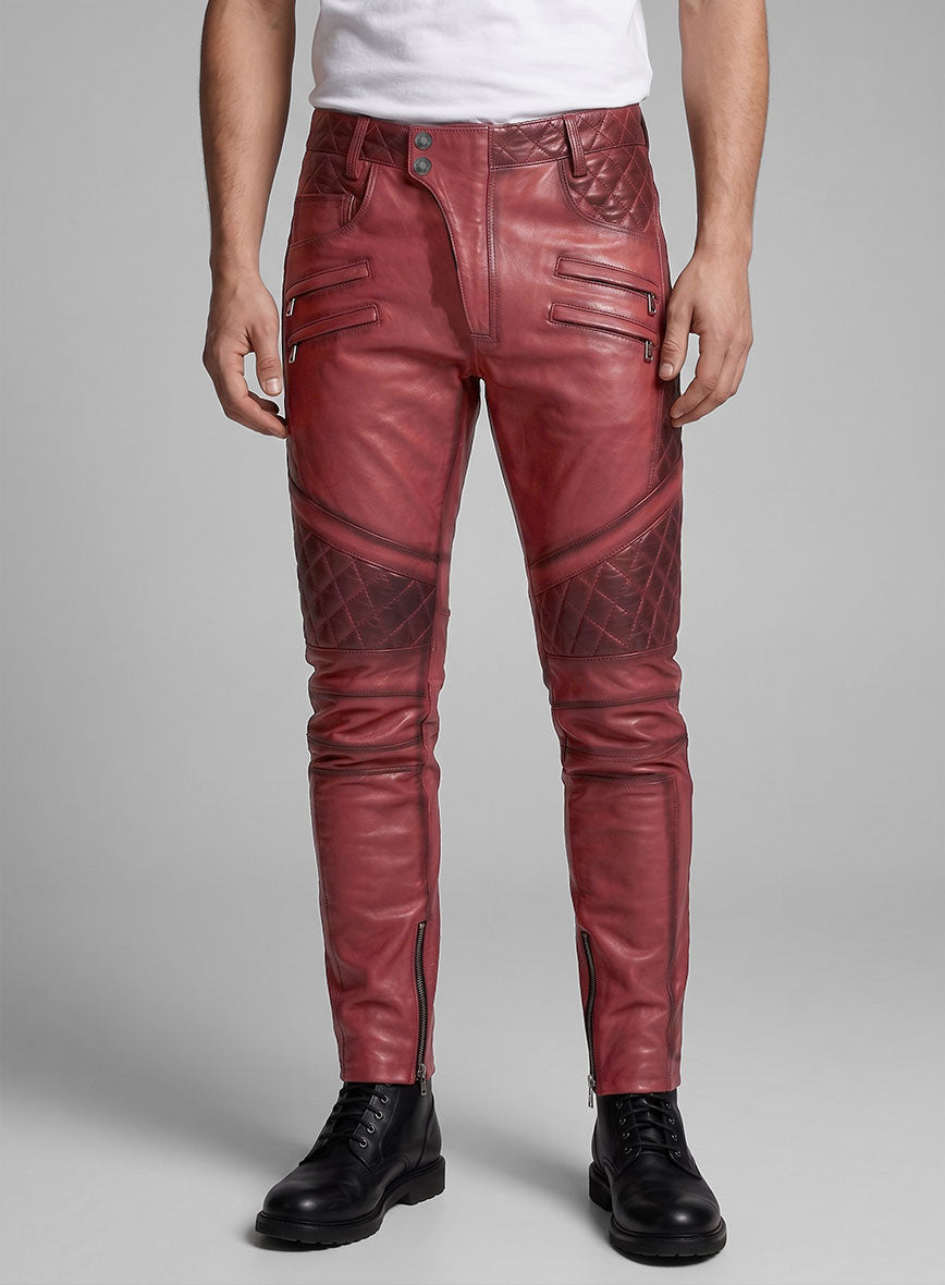 Hector Burnt Red Leather Pants - StudioSuits