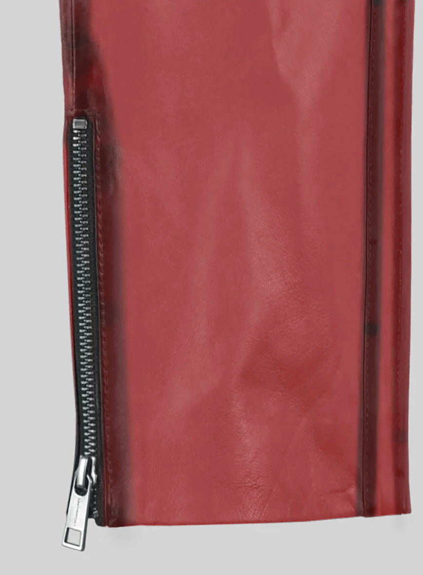 Hector Burnt Red Leather Pants - StudioSuits