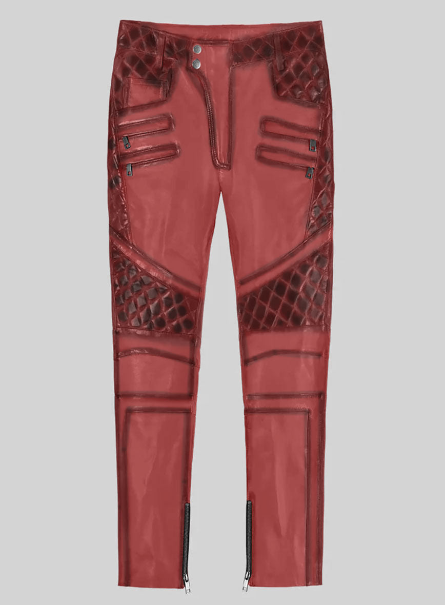 Hector Burnt Red Leather Pants - StudioSuits