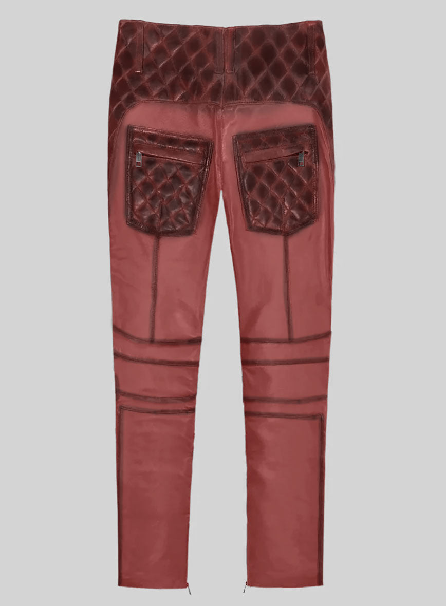 Hector Burnt Red Leather Pants - StudioSuits
