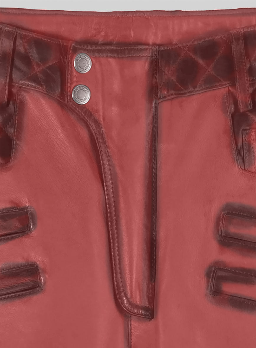 Hector Burnt Red Leather Pants - StudioSuits