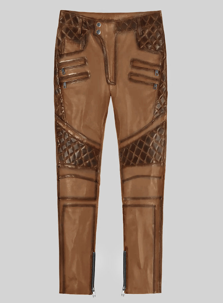 Hector Burnt Tan Leather Pants - StudioSuits