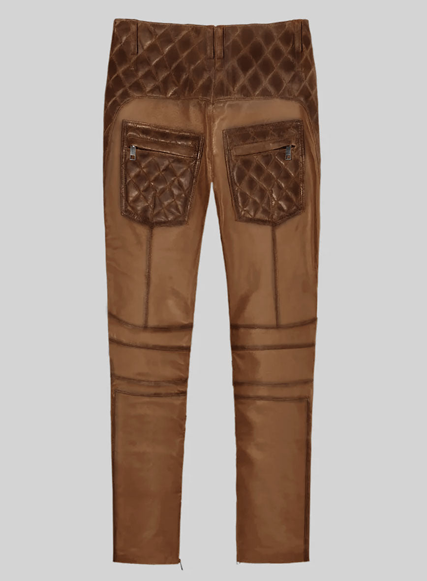 Hector Burnt Tan Leather Pants - StudioSuits