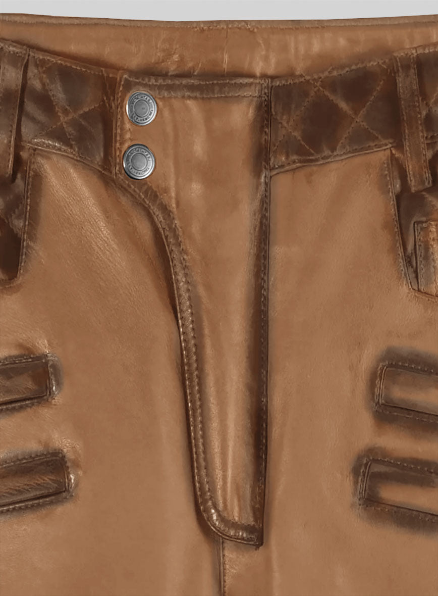 Hector Burnt Tan Leather Pants - StudioSuits