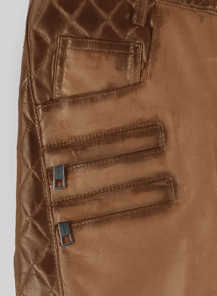 Hector Burnt Tan Leather Pants - StudioSuits