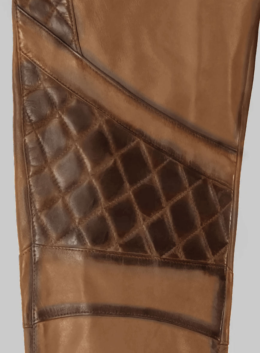 Hector Burnt Tan Leather Pants - StudioSuits