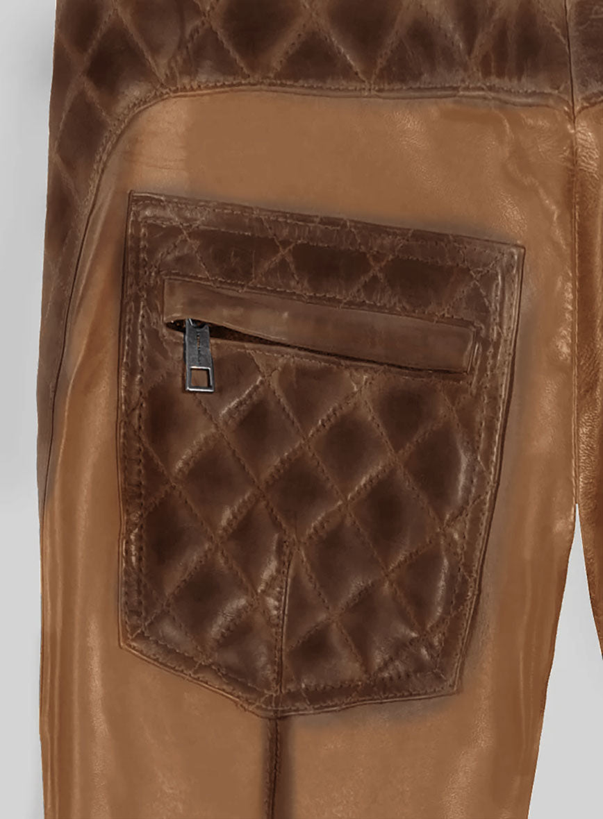 Hector Burnt Tan Leather Pants - StudioSuits