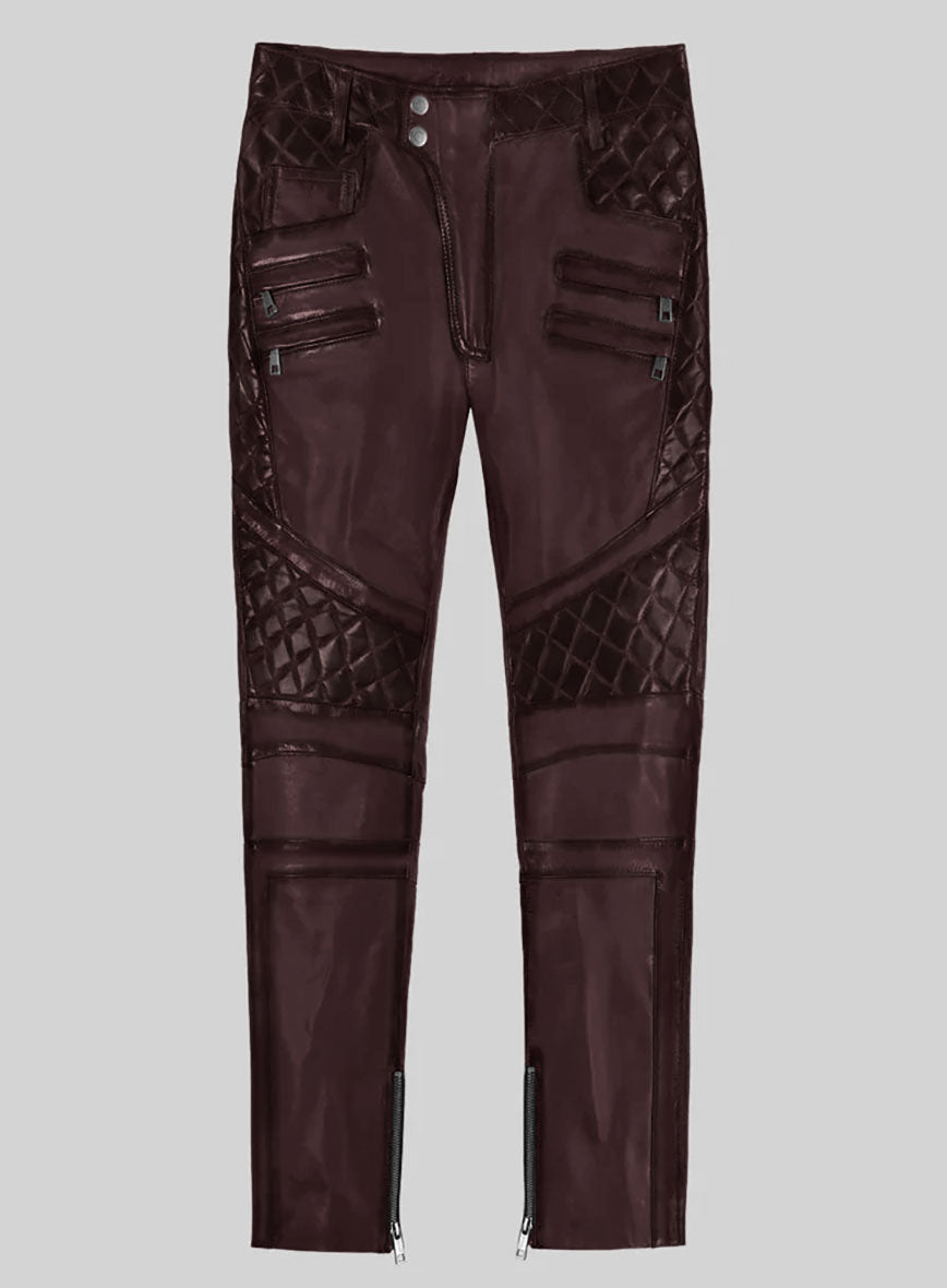 Hector Burnt Wine Leather Pants - StudioSuits