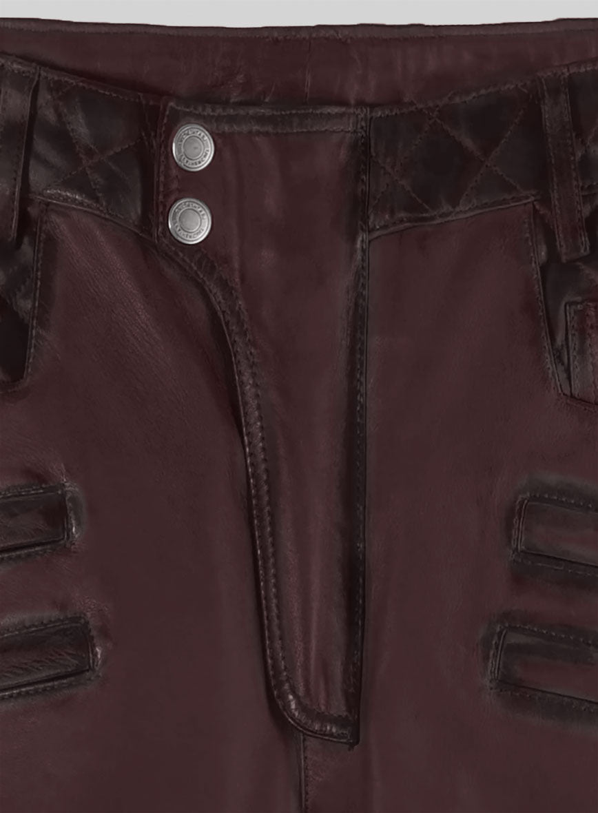 Hector Burnt Wine Leather Pants - StudioSuits