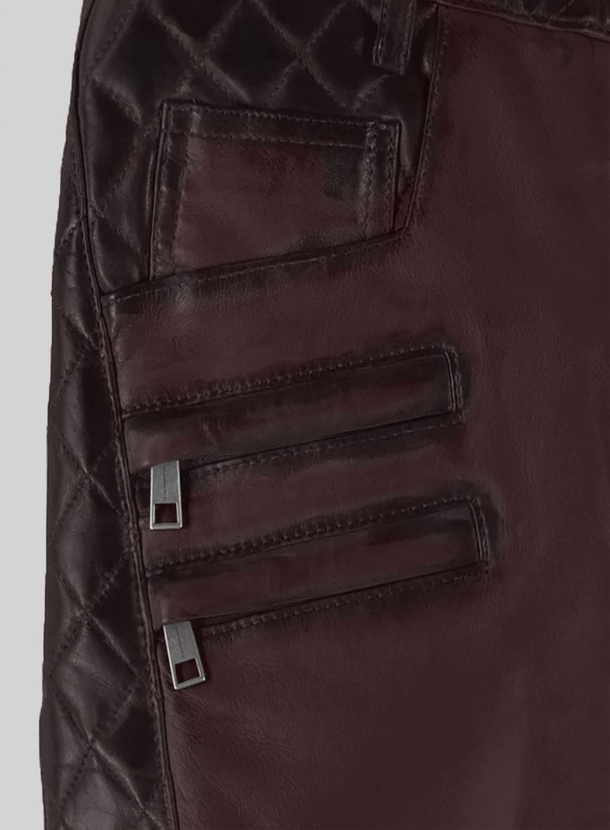 Hector Burnt Wine Leather Pants - StudioSuits
