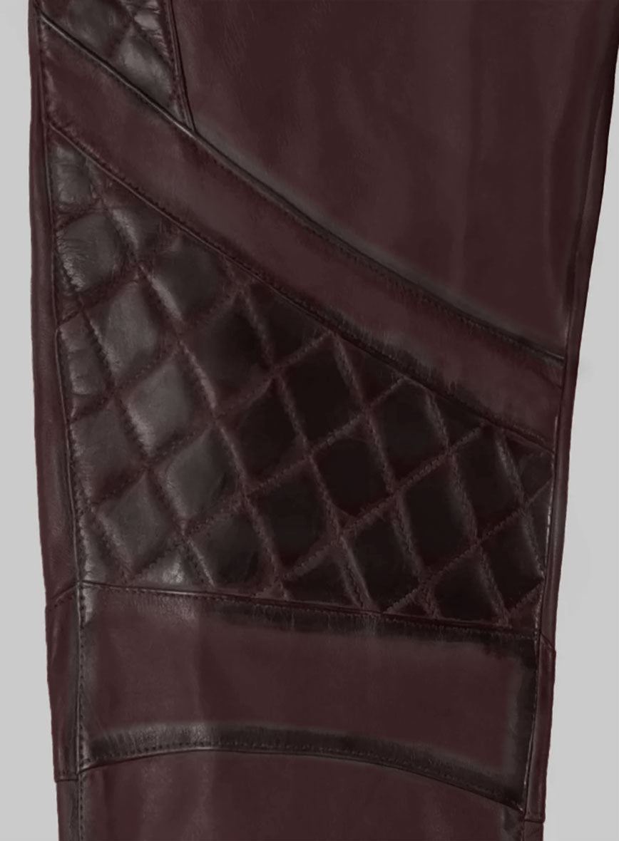 Hector Burnt Wine Leather Pants - StudioSuits