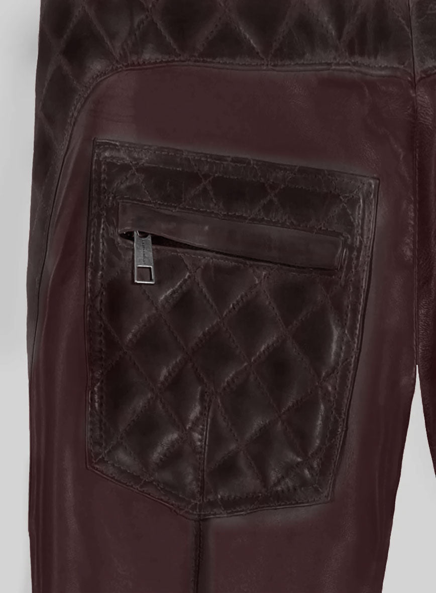 Hector Burnt Wine Leather Pants - StudioSuits